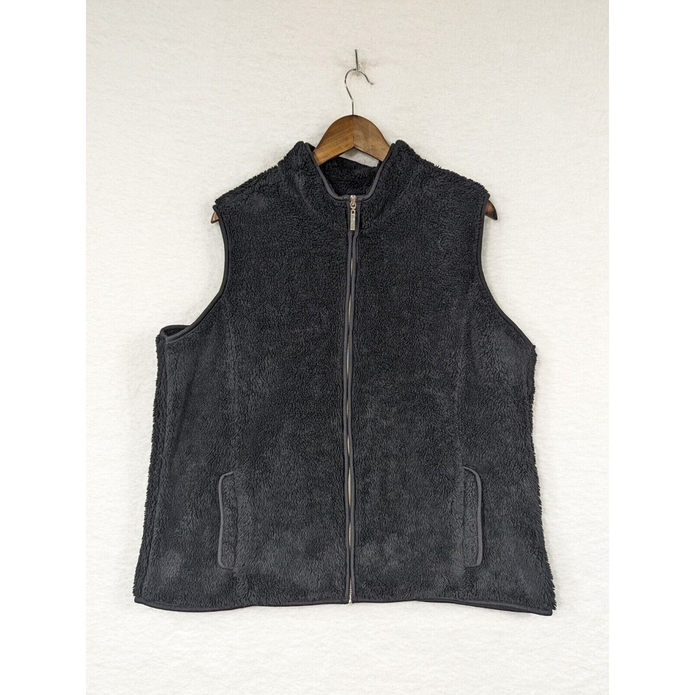 Women's St.John's Bay Black Poly‎ Fuzzy Sweater Vest XL